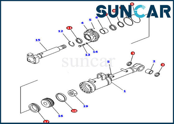 707-99-52215 Hidrolik Silindir Tamir Contası Kiti ISO9001 Eğim Sızdırmazlık Kiti D65E-12 Komatsu'ya Uyar