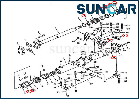 707-98-37580 Bıçak Kaldırma Silindir Conta Kiti D85A-21 Komatsu Paletli Dozer Modellerine Uyar