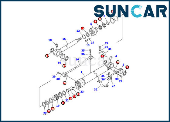 Yağ Direnci 707-99-25870 Kova Silindir Conta Takımı PC120-6E0 Komatsu Ekskavatör Tamir Takımı
