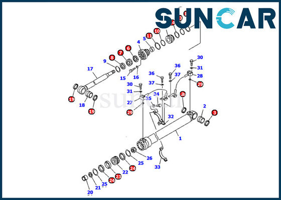 707-99-36290 1ST Bom Silindir Conta Kiti Komatsu PC120 PW130 Ekskavatör İç Değiştirme Uyar