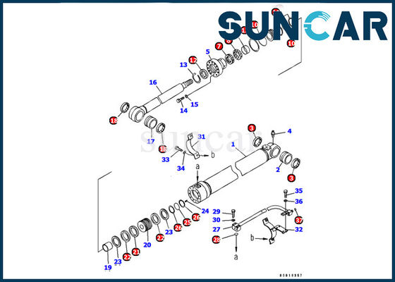 Bom Silindir Conta Takımı 707-99-37350 Komatsu PC128US-2-AC ekskavatör iç onarım parçaları