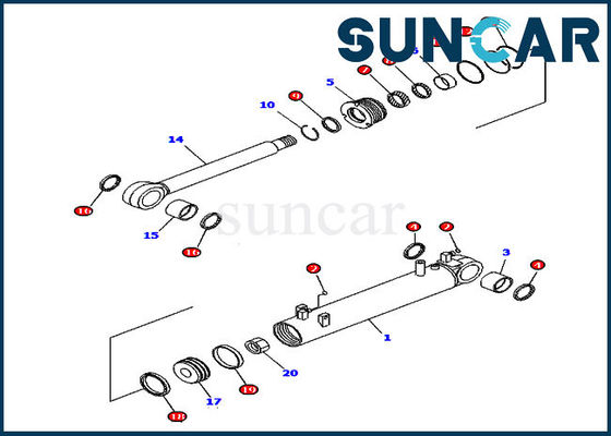 D85EX-15 D85EX-15E0 Modelleri 707-99-43250 Komatsu Trimming Tilt Silindir Conta Tamir Takımı
