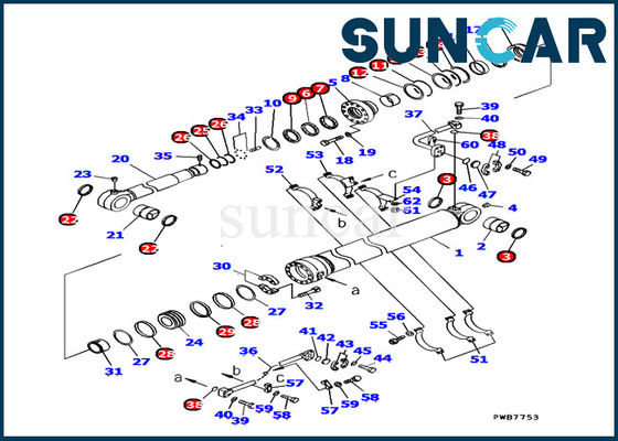 Komatsu Servis Kiti 707-99-67290 PC1100-6 Ekskavatör İç Parçaları İçin Kovalı Silindir Conta Kitleri