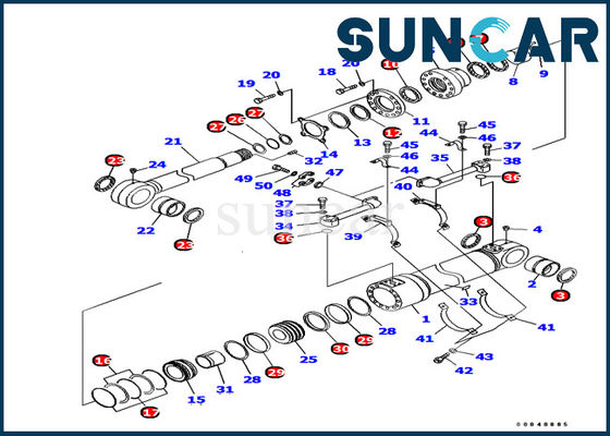 707-99-72370 Yükleyici Komatsu PC1250-7 Makine İç Parçaları İçin Alt Boşaltma Silindir Conta Kiti