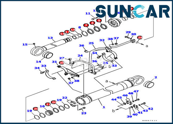 Komatsu Servis Kiti 707-99-77050 PC1250-8 Ekskavatör için Kova Silindir Conta Kitleri