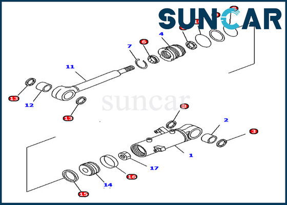 PC12R-8 Ekskavatör Komatsu 707-98-11300 Hidrolik Bıçak Silindir Servis Kiti Makine Sızdırmazlık Kiti