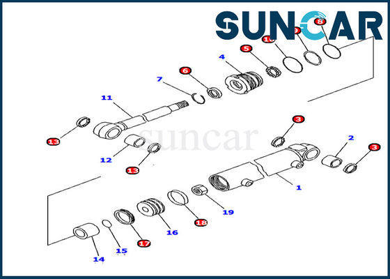Komatsu Yağ Direnci 707-98-11330 Bom Dönüş Silindiri Conta Takımı PC12R-8 Ekskavatör Tamir Takımı