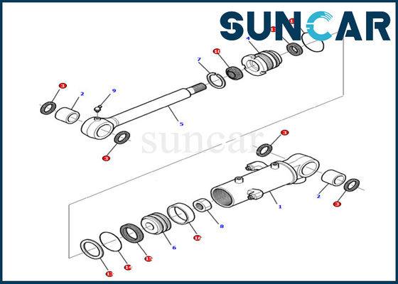 Komatsu 878000379 Bıçak Silindir Conta Kiti Ekskavatör Makinelerine Uyar PC12R-8 İç Parçalar Servis Kiti