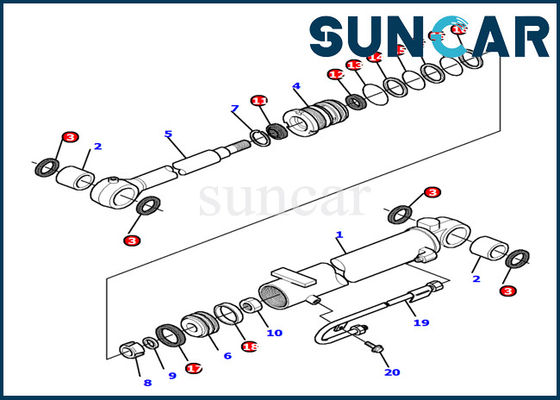 878000503 Bom Silindir Conta Kiti Komatsu İç Parça Ekskavatör Servis Kiti Ekskavatör PC12R-8'e Uyar