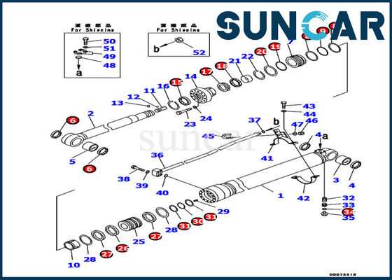 707-99-37190 Komatsu İç Parçaları Ayar Silindiri Conta Kiti Kol Silindiri Servis Kiti PC130-8