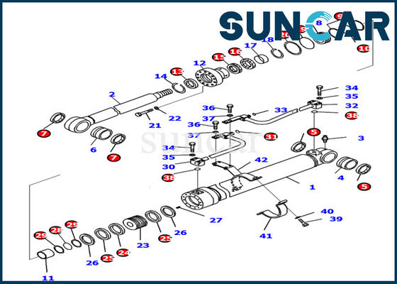 707-99-37740 Bom Silindir Conta Takımı Komatsu PC138US-10 Sol Silindir Tamir Servis Takımı