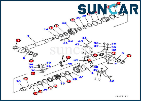 PC180LC-7-E0 Komatsu 707-99-38760 Bom Silindir Conta Kiti Ekskavatör Servis Kiti İç Yağ Keçesi Parçaları