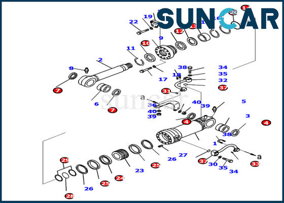 707-99-39790 PC138US-10 Sol El Silindir Onarım Parçaları için Komatsu Bıçak Silindir Conta Kitleri