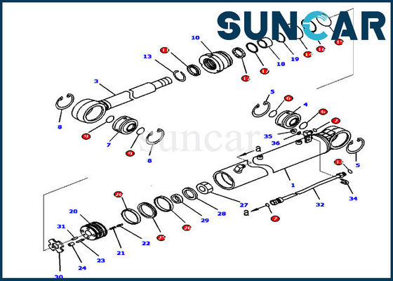 D65WX-16 Açılı Silindir Sızdırmazlık Takımı 707-99-36680 Dozer Komatsu Silindir Tamir Takımı