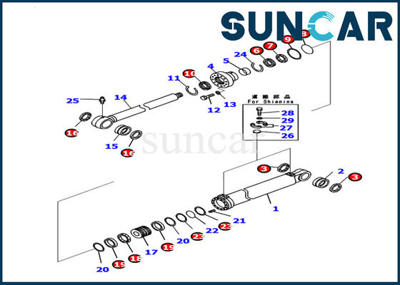 707-99-53310 Bom Silindir Conta Takımı Komatsu İş Ekipmanları Ekskavatör PC130-8 Servis Kiti
