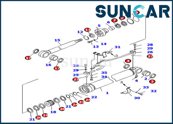 707-99-27460 Komatsu Bom Silindir Sızdırmazlık Kiti Yağ Direnci PC130F-7 Makine İç Parçaları