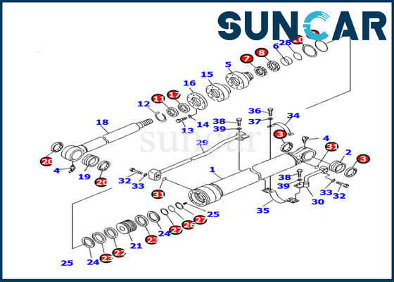 707-99-27470 Komatsu Kova Silindir Servis Kiti PC130F-7 Ekskavatör Değiştirme için Conta Tamir Takımı