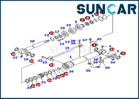 707-99-27590 Ekskavatör Kovası Silindir Conta Kiti Komatsu İç Parça Modellerine Uyar PC130F-7