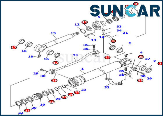 Komatsu Servis Kiti 707-99-36330 Kova Silindir Conta Kitleri Ekskavatör PC138US-2E İç Parçalar