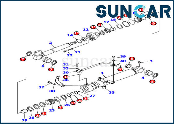 707-99-38450 Bom Silindir Sızdırmazlık Kiti Komatsu PC138US-8 Ekskavatör Değiştirme Kitleri