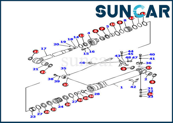707-99-45080 Yağ Direnç Kolu Silindir Servis Kiti Komatsu PC130F-7 Ekskavatör Conta Kitine Uyar