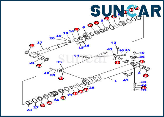 Komatsu 707-99-45180 Kol Silindir Conta Kiti PC130F-7 Ekskavatör İç Parçaları Servis Kiti Değişimi