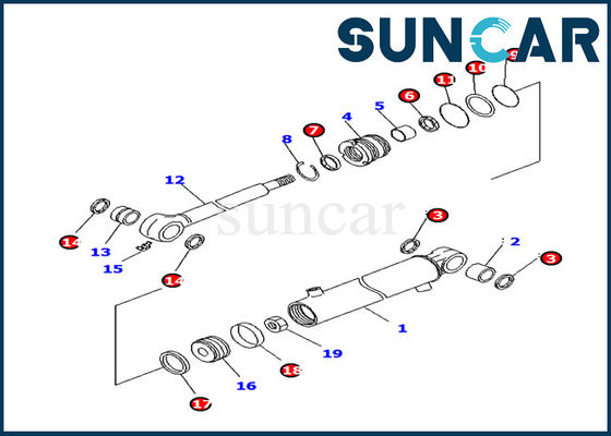 707-98-11220 Komatsu Bom Döner Silindir Conta Takımı PC14R-3 Hidrolik Silindir Takma Tamir Takımı