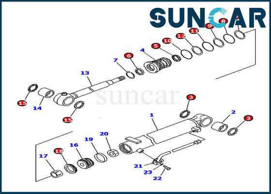 707-98-12380 Bom Silindir Conta Takımı Hidrolik Silindir İç Parçaları Komatsu PC15MR-1 Model Servis Kiti