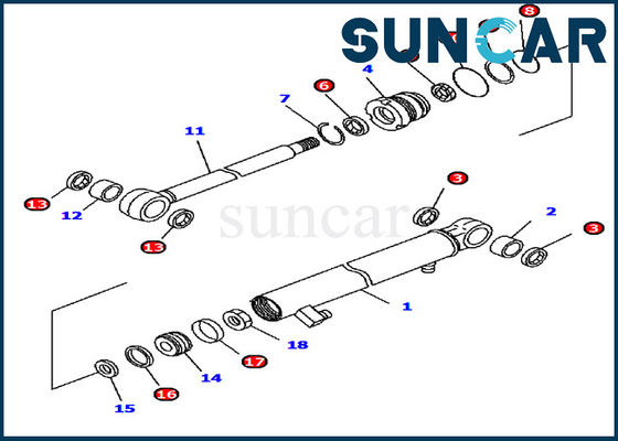 707-98-13970 Kol Silindir Conta Kiti Komatsu Ekskavatör PC15MR-1 Makine Servis Kitine Uyar
