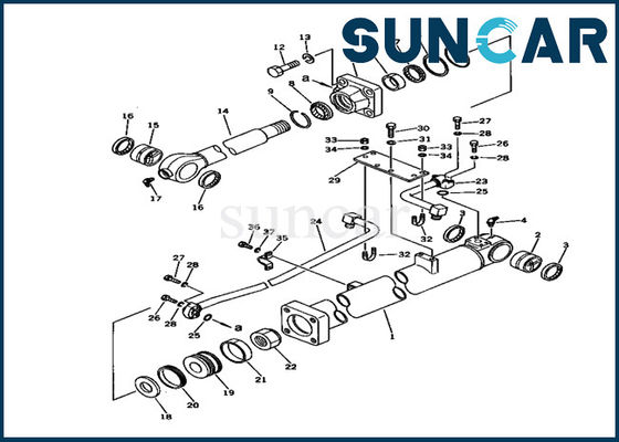 707-98-37510 Komatsu Kova Silindir Conta Kitleri PC150LC-1 Ekskavatör Modeli Tamir Servis Takımı