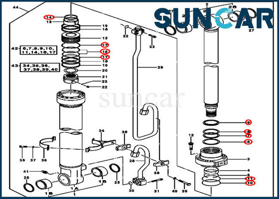 AH225136 Bom Hidrolik Silindir Kiti Ekskavatör Conta Takımı John Deere 2154D 225CLC'ye Uyar