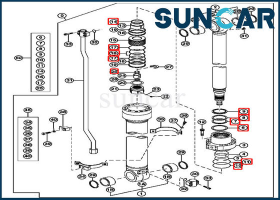 AH225135 Ekskavatör 2154D 225CLC JOHN DEERE Parçaları için Hidrolik Kol Silindir Conta Takımı