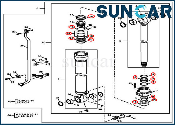 John Deere AH225137 Kepçe Tamir Contası Takımı 2154D 225DLC Ekskavatör Hidrolik Servis Takımı