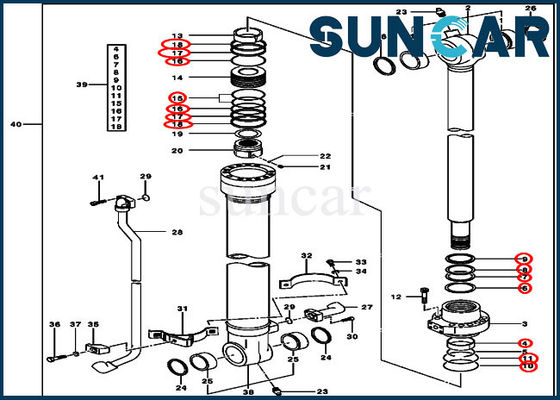 John Deere 2154D 200CLC 225CLC Modelleri için Kova Silindir Contası Repir Kiti AH173451