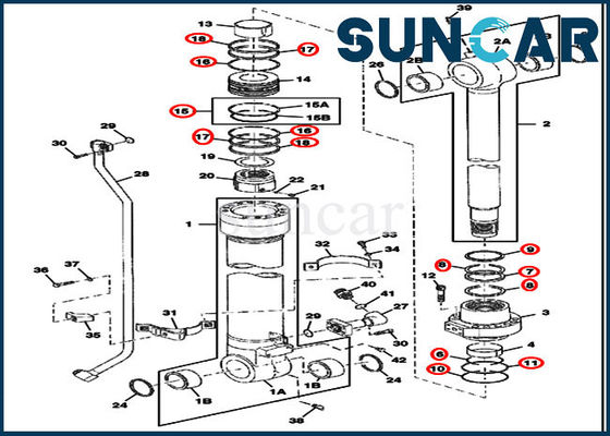 FYA00001401 Kova Conta Tamir Takımı 370C 450CLC Deere Silindir Yedek Parçaları
