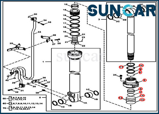 FXB00002044 Bom Hidrolik Silindir Sızdırmazlık Kiti John Deere 180GLC 190GW Modellerine Uyar