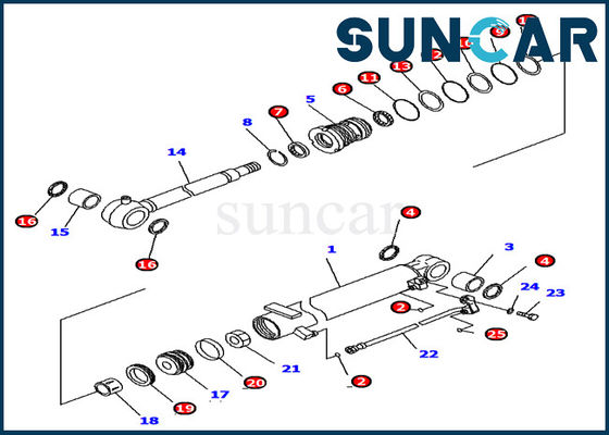 707-98-12390 Komatsu Sızdırmazlık Kiti PC16R-3 Ekskavatör modeli için Silindir Conta Tamir Takımı Değiştirme