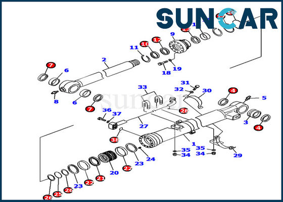 707-99-37150 Ekskavatör Kovası Silindir Conta Takımı Komatsu PC160LC-7E0 Makine Tamir Takımına Uyar