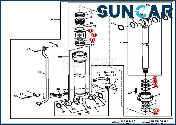 4663493 Bucket Cylinder Service Kit 190DW 160DLC John Deere Excavator Seal Repair Kit