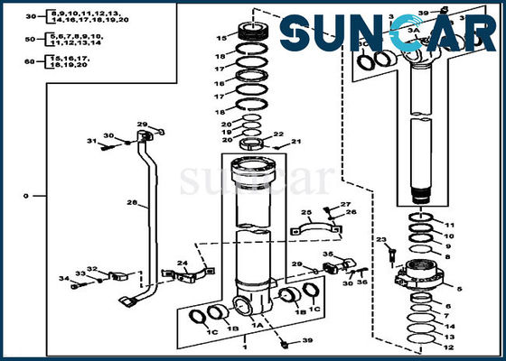 Deere Parçaları 180GLC 190GW FYA00012907 Kova Conta Takımı Hidrolik Silindir Tamir Takımları