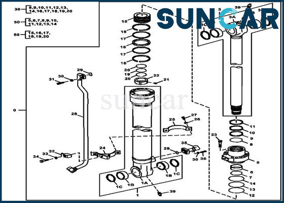 Deere Parts 180GLC 190GW FYA00012907 Bucket Seal Kit Hydraulic Cylinder Repair Kits