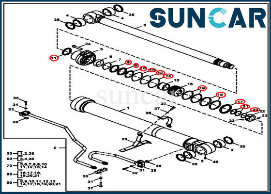 FYA00012899 Bom Silindir Conta Takımı 135G 130G Ekskavatör Ekipman Modelleri için Deere Tamir Takımları