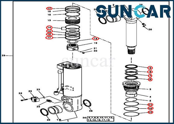 4388027 Silindir Conta Tamir Takımı John Deere Bıçak Silindir Bileşenlerine Uyar 120C 135C