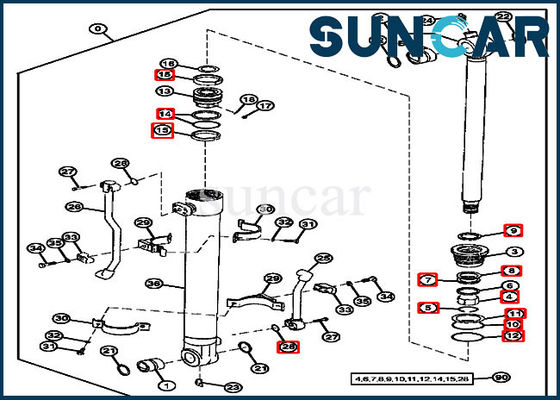 4369716 Kepçe Yağ Keçesi Kiti Ekskavatör 190 80 John Deere için Silindir Servis Kiti