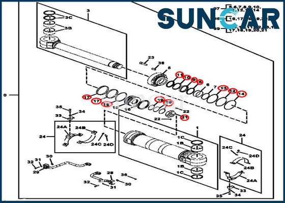 FYA00023524 Konumlandırma Silindiri Tamir Contası Takımı Ekskavatör John Deere 190GW