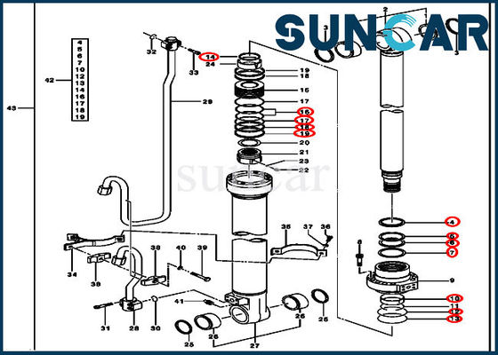 Ekipman Hidrolik Conta AH173457 200CLC 200LC John Deere için Bom Silindiri Sızdırmazlık Kiti