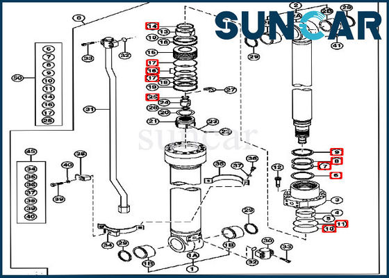 210 John Deere Hidrolik Conta Kiti 4661594 Dipper Stick Kol Silindiri Tamir Sızdırmazlık Kiti