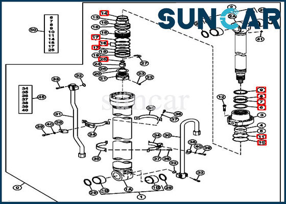 Aşınmaya dayanıklı 4448399 Kol Silindir Conta Kiti John Deere 210 Ekskavatör Silindiri Servis Kiti