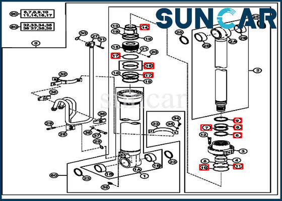 Bom Silindir Kitleri 4662889 Hidrolik Tamir Sızdırmazlık Kiti John Deere 220DW'ye Uyar