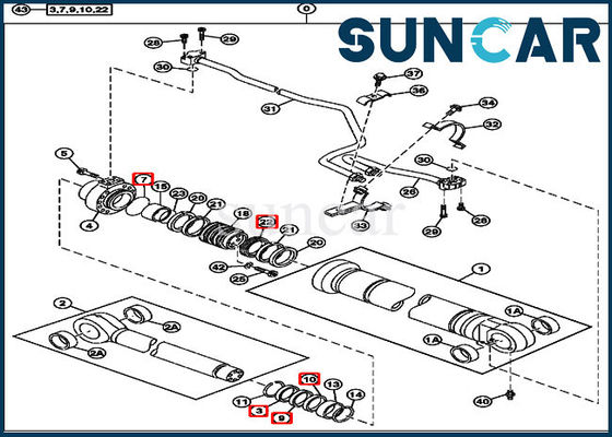4485612 230CLC John Deere Silindir Bileşenleri için Hidrolik Bom Tamir Contası Takımı
